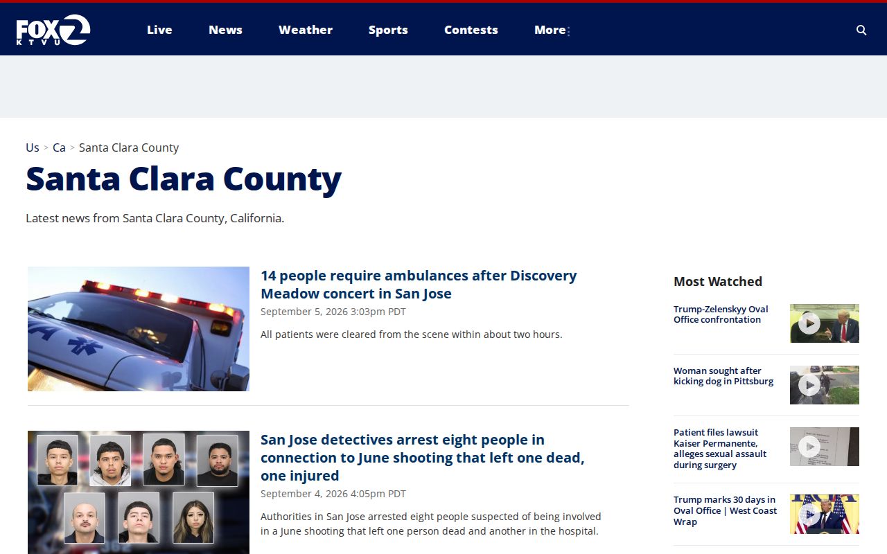 KTVU Santa Clara County news stream